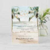 tropische palmen strand verlichting bruiloft uitno kaart (Staand voorkant)