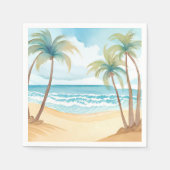 Tropische palmen | Strand Waterverf bruiloft Servet (Voorkant)