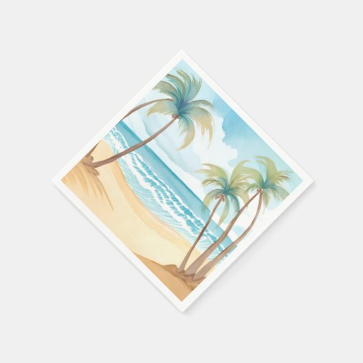 Tropische palmen | Strand Waterverf bruiloft Servet (Hoek)