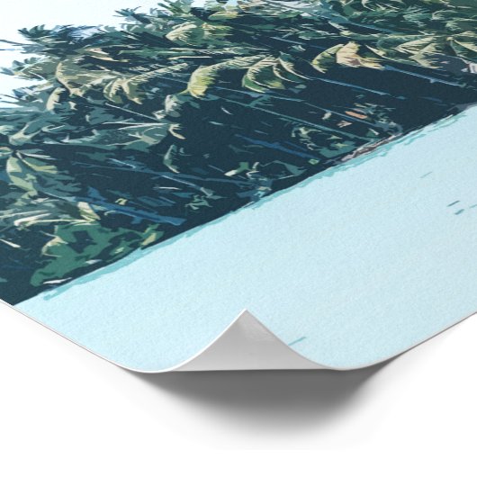 Tropische Palmen & Strand Wedding Zitting Grafiek Poster (Hoek)