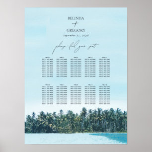 Tropische Palmen & Strand Wedding Zitting Grafiek Poster