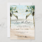 Tropische palmen strandlampen bewaren de datumkaar bedankkaart (Voorkant)