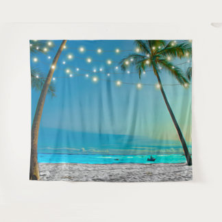 Tropische Palmen Strandverlichting Fotohokje Achte Wandkleed