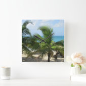 Tropische Palmen Vierkante Klok (Huis)