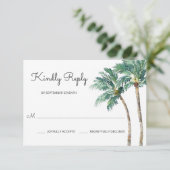Tropische palmen | Waterverf bruiloft RSVP Kaartje (Staand voorkant)