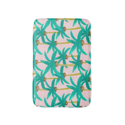 Tropische palmen: Waterverf zomerpatroon Badmat (Voorkant Verticaal)