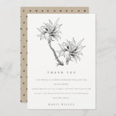 Tropische palmen zwart-wit schets bruidsdouche bedankkaart (Voorkant / Achterkant)