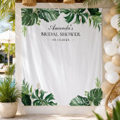 Tropische palmenbladeren bruiloftsshower achtergro wandkleed