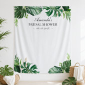 Tropische palmenbladeren bruiloftsshower achtergro wandkleed
