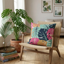 Tropische palmenbladeren in roze & blauw | decorat