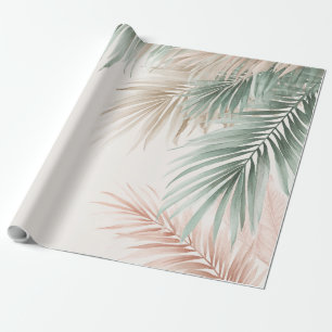 Tropische palmenbladeren Pastel Roze Groen Blauw  Cadeaupapier