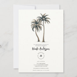 Tropische Palmenboom Rustieke Kust Bruiloft Bridal Kaart