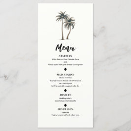 Tropische Palmenboom Rustieke Kust Bruiloftsmenu Menu