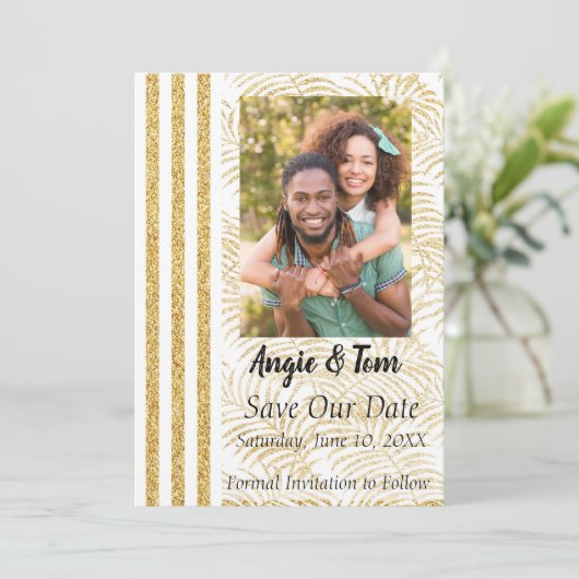 Tropische palmfoto Opslaan datum Save The Date (Staand voorkant)