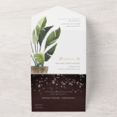 Tropische palmgeleider QR-code All In One Uitnodiging (Buitenkant)