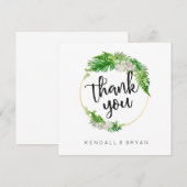 Tropische palmgroen en gouden krans dank u bedankkaart (Voorkant / Achterkant)