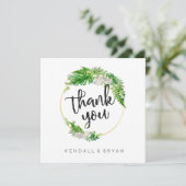 Tropische palmgroen en gouden krans dank u bedankkaart (Staand voorkant)