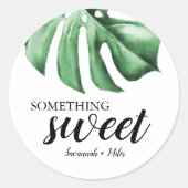 Tropische palmgroen iets zoets ronde sticker (Voorkant)