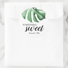 Tropische palmgroen iets zoets ronde sticker
