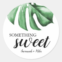 Tropische palmgroen iets zoets ronde sticker