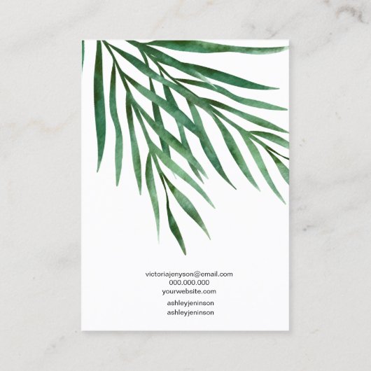 Tropische palmjuwelenaarscherm visitekaartje (Achterkant)