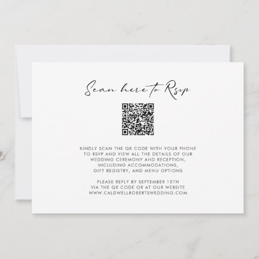 Tropische palmkalligrafie bestemming bruiloft kaart (Achterkant)