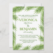 Tropische palmkeien strandbruiloft kaart (Voorkant)