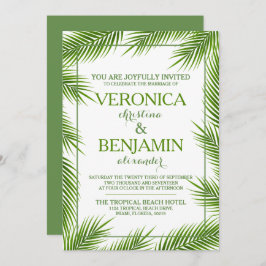 Tropische palmkeien strandbruiloft kaart