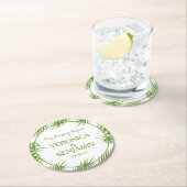 Tropische palmkeien strandbruiloft ronde kartonnen onderzetter (Insitu)