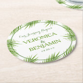 Tropische palmkeien strandbruiloft ronde kartonnen onderzetter (Gebogen)