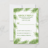 Tropische palmkeien strandbruiloft RSVP kaartje (Voorkant)