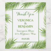 Tropische palmkeien strandbruiloft wijn etiket (Enkel label)