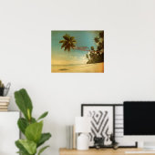 Tropische palmkever  Elegant Summer Beach Poster (Thuiskantoor)