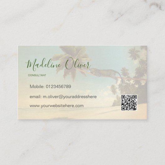 Tropische palmkever professioneel strand visitekaartje (Achterkant)