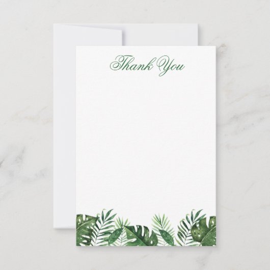 Tropische palmlef-flatje bedankt kaart (Voorkant)