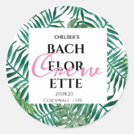 Tropische palmlefspleet bachelorette ronde sticker