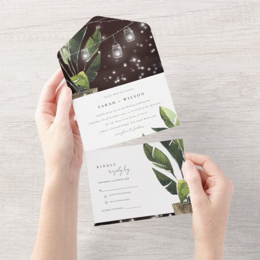 TROPISCHE PALMLICHTE FOLIAGE STRENGTE VAN LICHTEN ALL IN ONE UITNODIGING (Afscheurbaar)