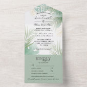 Tropische palmmonstera Green Wedding All In One Uitnodiging (Binnen)
