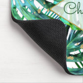 Tropische palmmonstera laat goudglitter over muismat (Hoek)