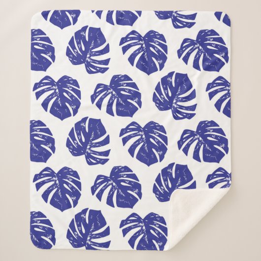 Tropische palmoverbladeren patroon sherpa deken (Voorkant)