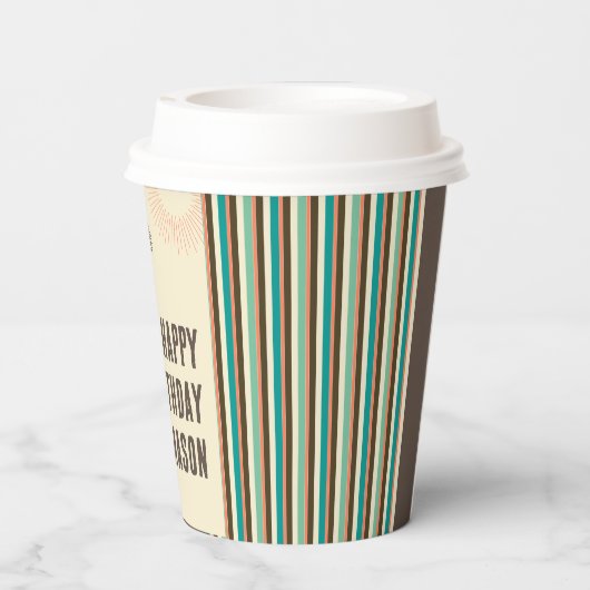 Tropische palmpapierbekertje met balkstructuur papieren bekers (Achterkant)