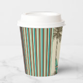Tropische palmpapierbekertje met balkstructuur papieren bekers (Voorkant)