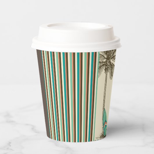 Tropische palmpapierbekertje met balkstructuur papieren bekers (Voorkant)