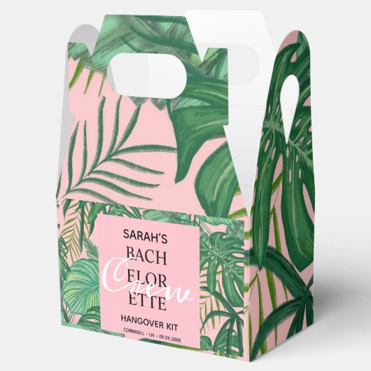 Tropische palmroze bachelorette party Hangover Kit Bedankdoosjes (Geopend)