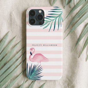 Tropische palmroze flamingroze en witte streep Case-Mate iPhone case