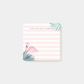 Tropische palmroze flamingroze en witte streep post-it® notes (Voorkant)