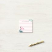 Tropische palmroze flamingroze en witte streep post-it® notes (Op bureau)