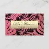 Tropische palmroze goud elegante scripttypografie visitekaartje (Voorkant)