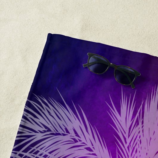 Tropische palmroze/Paarse aanpasbare handdoeken (In situ)