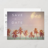 Tropische palms Beach Weddenschap Save the Date Aankondigingskaart (Voorkant / Achterkant)